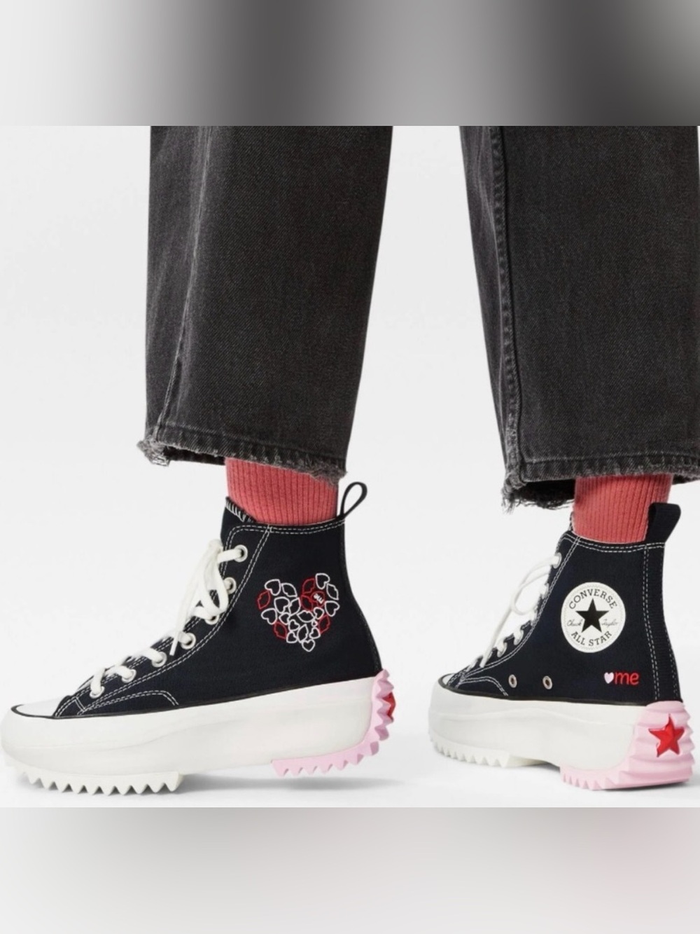 Converse Black High-Top Platform Sneakers with White Accents